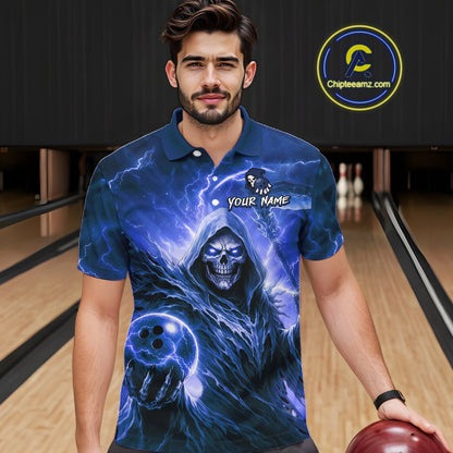 Blue Bowling Shirts for Team Women Men Custom Death Bowling Jersey Bowl League MBL248