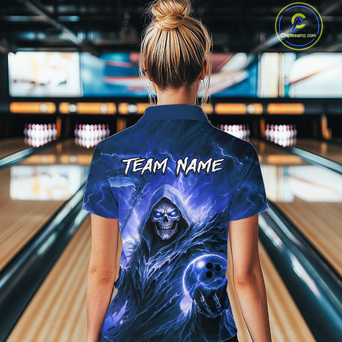 Blue Bowling Shirts for Team Women Men Custom Death Bowling Jersey Bowl League MBL248