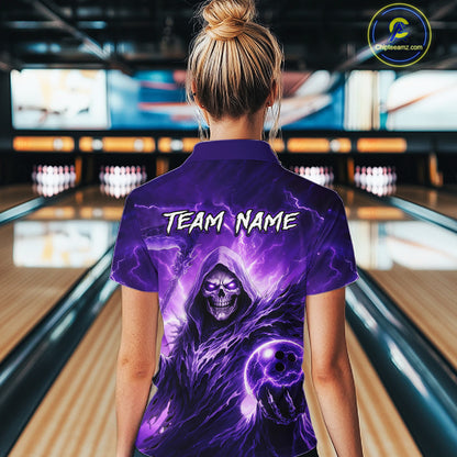 Purple Bowling Shirts for Team Women Men Custom Death Bowling Jersey Bowl League MBL248