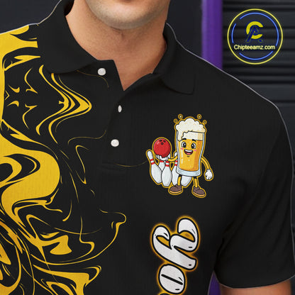 Funny Beer Bowling Shirts Team Women Men Custom Yellow Bowling Jersey for Bowler MBL250