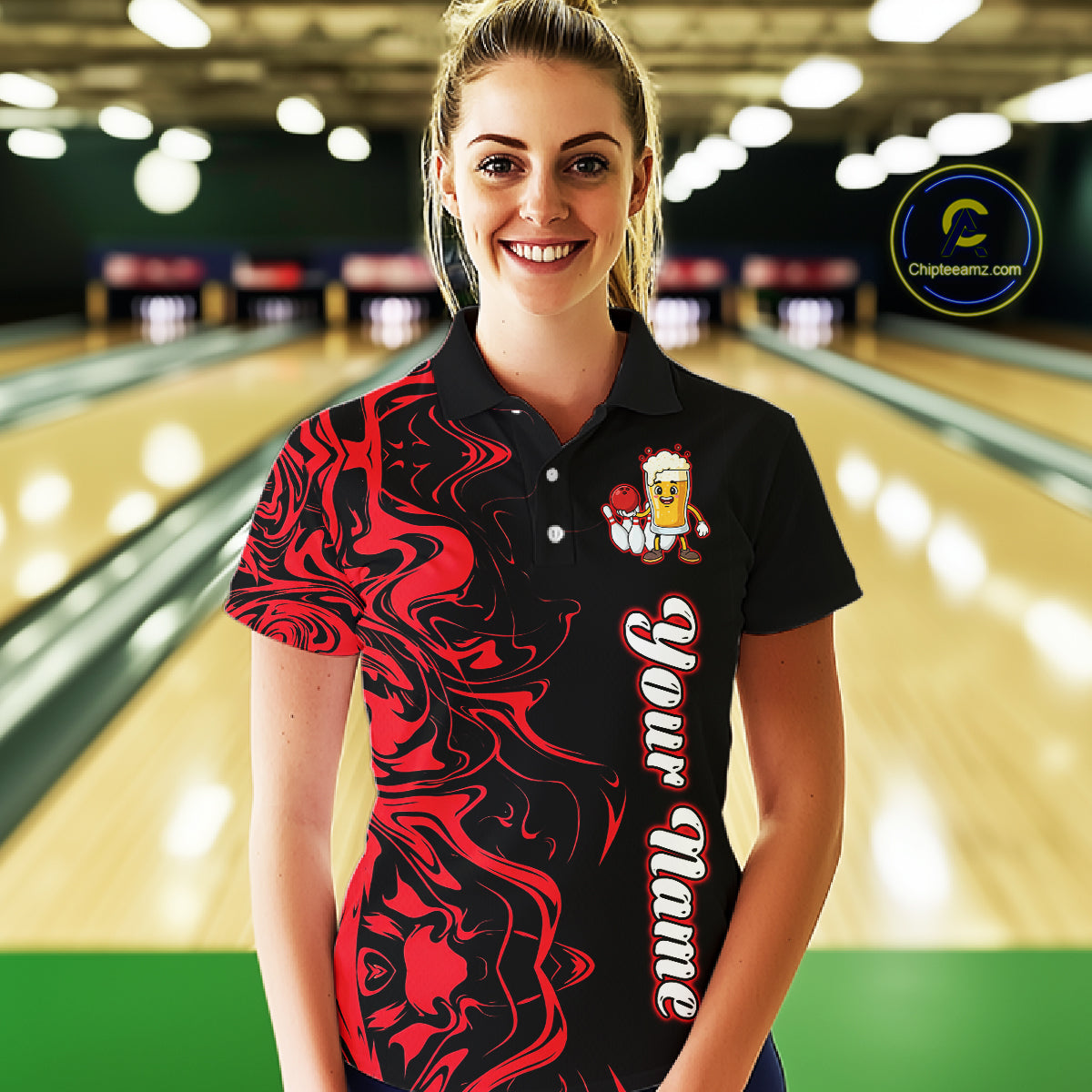 Funny Beer Bowling Shirts Team Women Men Custom Red Bowling Jersey for Bowler MBL250