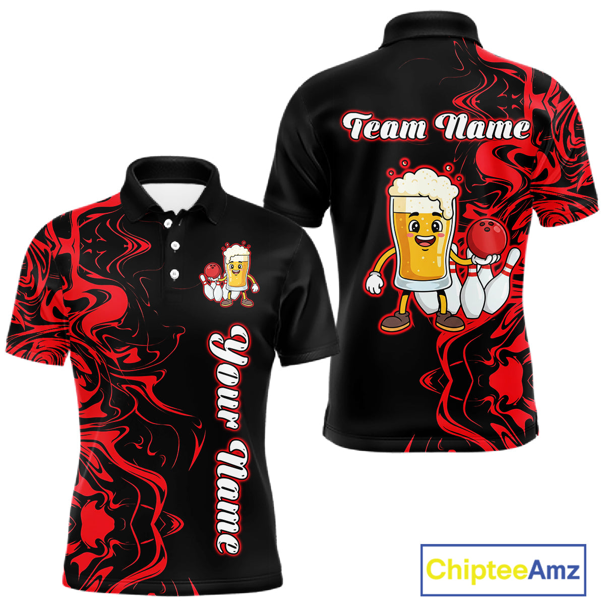Funny Beer Bowling Shirts Team Women Men Custom Red Bowling Jersey for Bowler MBL250