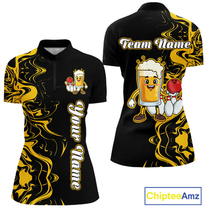 Funny Beer Bowling Shirts Team Women Men Custom Yellow Bowling Jersey for Bowler MBL250