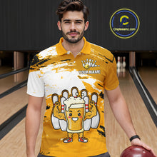 Load image into Gallery viewer, Yellow Funny Beer Bowling Shirts for Women Men Team Bowling Polo&amp;1/4 Zip Bowl League MBL253