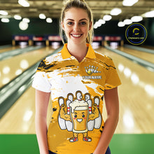 Load image into Gallery viewer, Yellow Funny Beer Bowling Shirts for Women Men Team Bowling Polo&amp;1/4 Zip Bowl League MBL253
