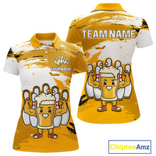 Load image into Gallery viewer, Yellow Funny Beer Bowling Shirts for Women Men Team Bowling Polo&amp;1/4 Zip Bowl League MBL253