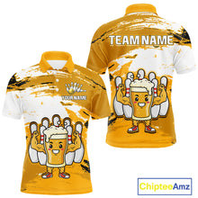 Load image into Gallery viewer, Yellow Funny Beer Bowling Shirts for Women Men Team Bowling Polo&amp;1/4 Zip Bowl League MBL253