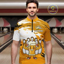 Load image into Gallery viewer, Yellow Funny Beer Bowling Shirts for Women Men Team Bowling Polo&amp;1/4 Zip Bowl League MBL253