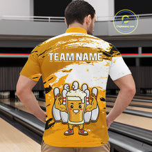 Load image into Gallery viewer, Yellow Funny Beer Bowling Shirts for Women Men Team Bowling Polo&amp;1/4 Zip Bowl League MBL253