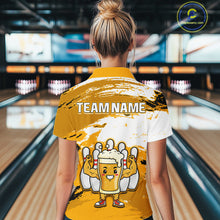 Load image into Gallery viewer, Yellow Funny Beer Bowling Shirts for Women Men Team Bowling Polo&amp;1/4 Zip Bowl League MBL253