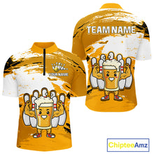 Load image into Gallery viewer, Yellow Funny Beer Bowling Shirts for Women Men Team Bowling Polo&amp;1/4 Zip Bowl League MBL253