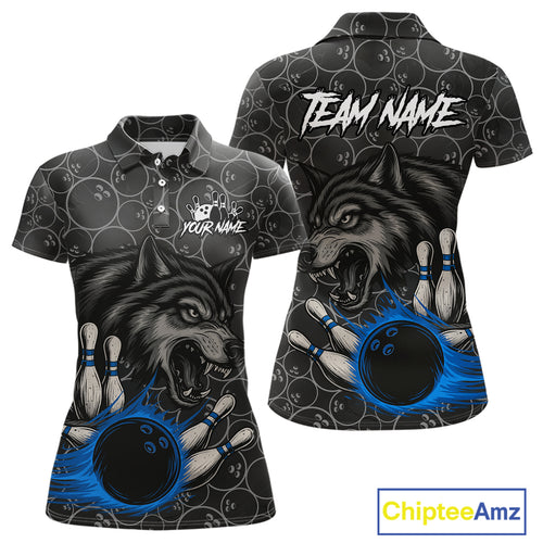 Gray Wolf Bowling Shirts for Team Women Men Wolf Bowling Jerseys Custom MBL198