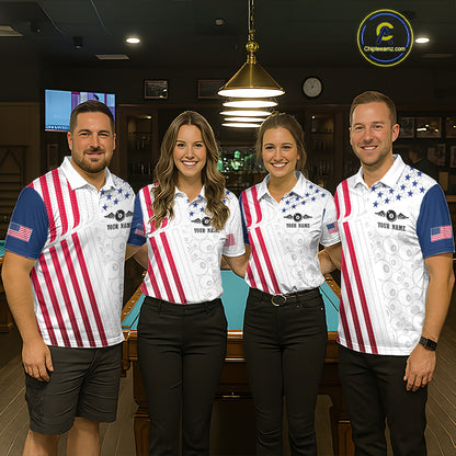 Custom American Flag 8 Ball Billiard Shirts for Women Billiard Team Jerseys Billiard League NNT273