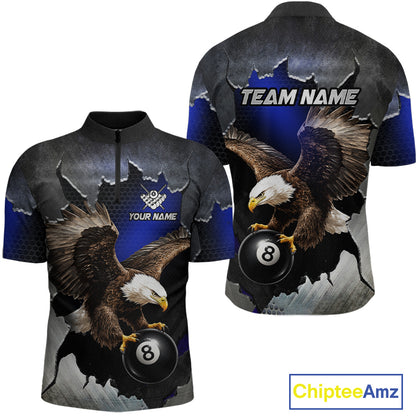 Custom Cracked Eagle 8 Ball Billiard Shirts for Men Billiard Team Jerseys Billiard League NNT278