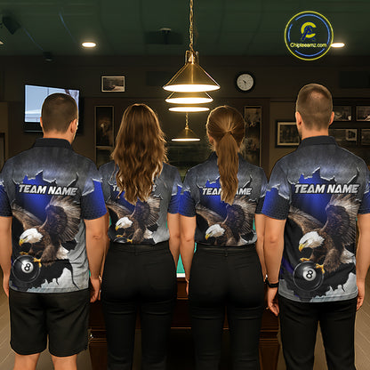 Custom Cracked Eagle 8 Ball Billiard Shirts for Men Billiard Team Jerseys Billiard League NNT278