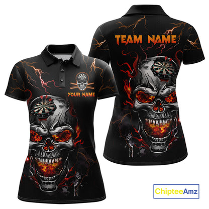 Custom Thunder Skull Darts Board Dart Shirts for Women Darts Team Jerseys Polo & 1/4 Zip NNT134