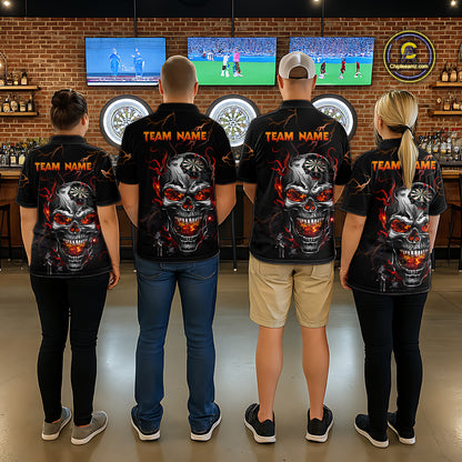 Custom Thunder Skull Darts Board Dart Shirts for Men Darts Team Jerseys Polo & 1/4 Zip NNT134
