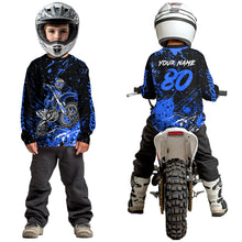 Load image into Gallery viewer, Personalized Blue Youth Motocross Shirts Off-Road Dirt Bike Jersey Kid Men Women UPF30+ DNT17