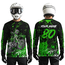 Load image into Gallery viewer, Personalized Green Youth Motocross Shirts Off-Road Dirt Bike Jersey Kid Men Women UPF30+ DNT17