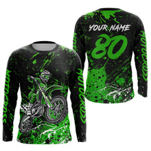 Load image into Gallery viewer, Personalized Green Youth Motocross Shirts Off-Road Dirt Bike Jersey Kid Men Women UPF30+ DNT17