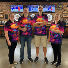 Load image into Gallery viewer, Custom Neon Dinosaur Dart Shirts For Women Dart Board Gifts Darts Team Jerseys Dart League NNT161