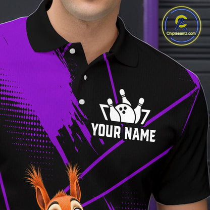 Custom Purple Squirrel Bowling Jersey for Men Bowling Team Shirts Bowling Polo & 1/4 Zip HNT301