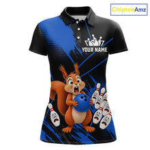 Load image into Gallery viewer, Custom Blue Squirrel Bowling Jersey for Women Bowling Team Shirts Bowling Polo &amp; 1/4 Zip HNT301