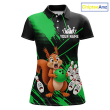 Load image into Gallery viewer, Custom Green Squirrel Bowling Jersey for Women Bowling Team Shirts Bowling Polo &amp; 1/4 Zip HNT301