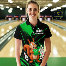 Load image into Gallery viewer, Custom Green Squirrel Bowling Jersey for Women Bowling Team Shirts Bowling Polo &amp; 1/4 Zip HNT301