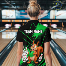 Load image into Gallery viewer, Custom Green Squirrel Bowling Jersey for Women Bowling Team Shirts Bowling Polo &amp; 1/4 Zip HNT301