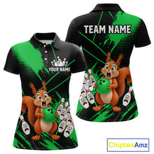 Load image into Gallery viewer, Custom Green Squirrel Bowling Jersey for Women Bowling Team Shirts Bowling Polo &amp; 1/4 Zip HNT301