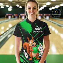 Load image into Gallery viewer, Custom Green Squirrel Bowling Jersey for Women Bowling Team Shirts Bowling Polo &amp; 1/4 Zip HNT301