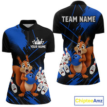 Load image into Gallery viewer, Custom Blue Squirrel Bowling Jersey for Women Bowling Team Shirts Bowling Polo &amp; 1/4 Zip HNT301