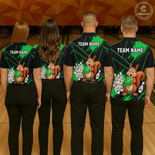 Load image into Gallery viewer, Custom Green Squirrel Bowling Jersey for Women Bowling Team Shirts Bowling Polo &amp; 1/4 Zip HNT301