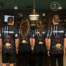 Load image into Gallery viewer, Custom US Skull 9 Ball Billiard Shirts for Men Billiard Team Shirts Billiard League Polo &amp; 1/4 Zip NNT94