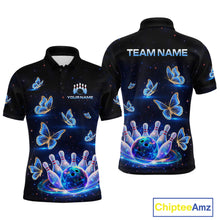 Load image into Gallery viewer, Custom Galaxy Butterflies Bowling Jersey for Men Bowling Tournament Polo &amp; 1/4 Zip Bowling Team Shirts HNT211