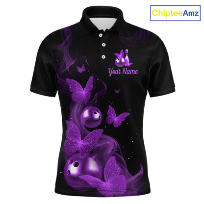 Custom Purple Butterfly Galaxy Bowling Jersey for Men Bowling Team Shirts Bowling League HNT310