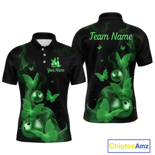 Custom Green Butterfly Galaxy Bowling Jersey for Men Bowling Team Shirts Bowling League HNT310