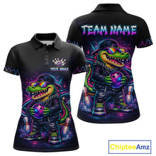 Load image into Gallery viewer, Custom Neon Funny Alligator Bowling Jersey for Women Bowling Tournament Polo &amp; 1/4 Zip Bowling Team Shirts HNT219
