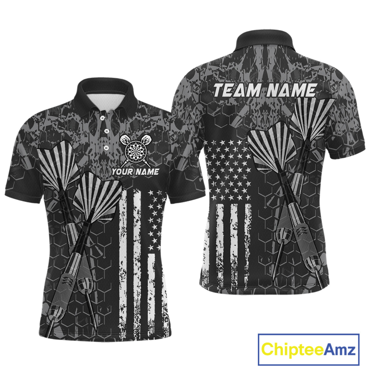 Custom US Flag Darts Shirt for Men Darts Team Jerseys Dart Tournament Polo & 1/4 Zip NNT113