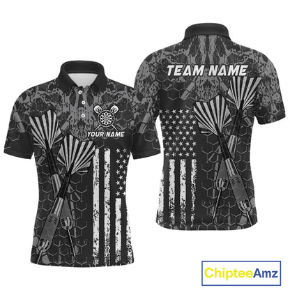 Custom US Flag Darts Shirt for Men Darts Team Jerseys Dart Tournament Polo & 1/4 Zip NNT113