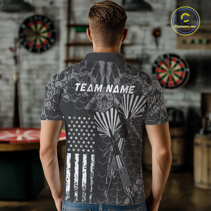 Custom US Flag Darts Shirt for Men Darts Team Jerseys Dart Tournament Polo & 1/4 Zip NNT113