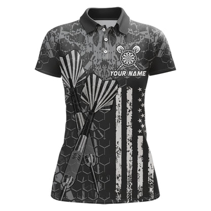 Custom US Flag Darts Shirt for Women Darts Team Jerseys Dart Tournament Polo & 1/4 Zip NNT113