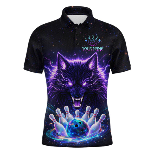 Custom Galaxy Wolf Bowling Jersey for Men Bowling Tournament Polo & 1/4 Zip Bowling Team Shirts HNT220