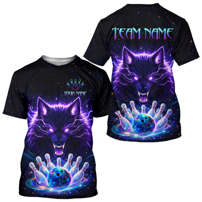 Custom Galaxy Wolf Bowling Shirts for Men Women Bowling Tournament Bowling Team Shirts HNT220