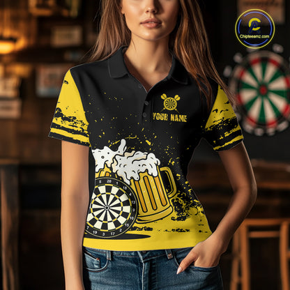Custom Funny Beer Dart Shirts for Women Darts Team Jerseys Dart League Polo & 1/4 Zip NNT141