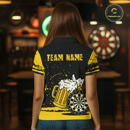 Custom Funny Beer Dart Shirts for Women Darts Team Jerseys Dart League Polo & 1/4 Zip NNT141
