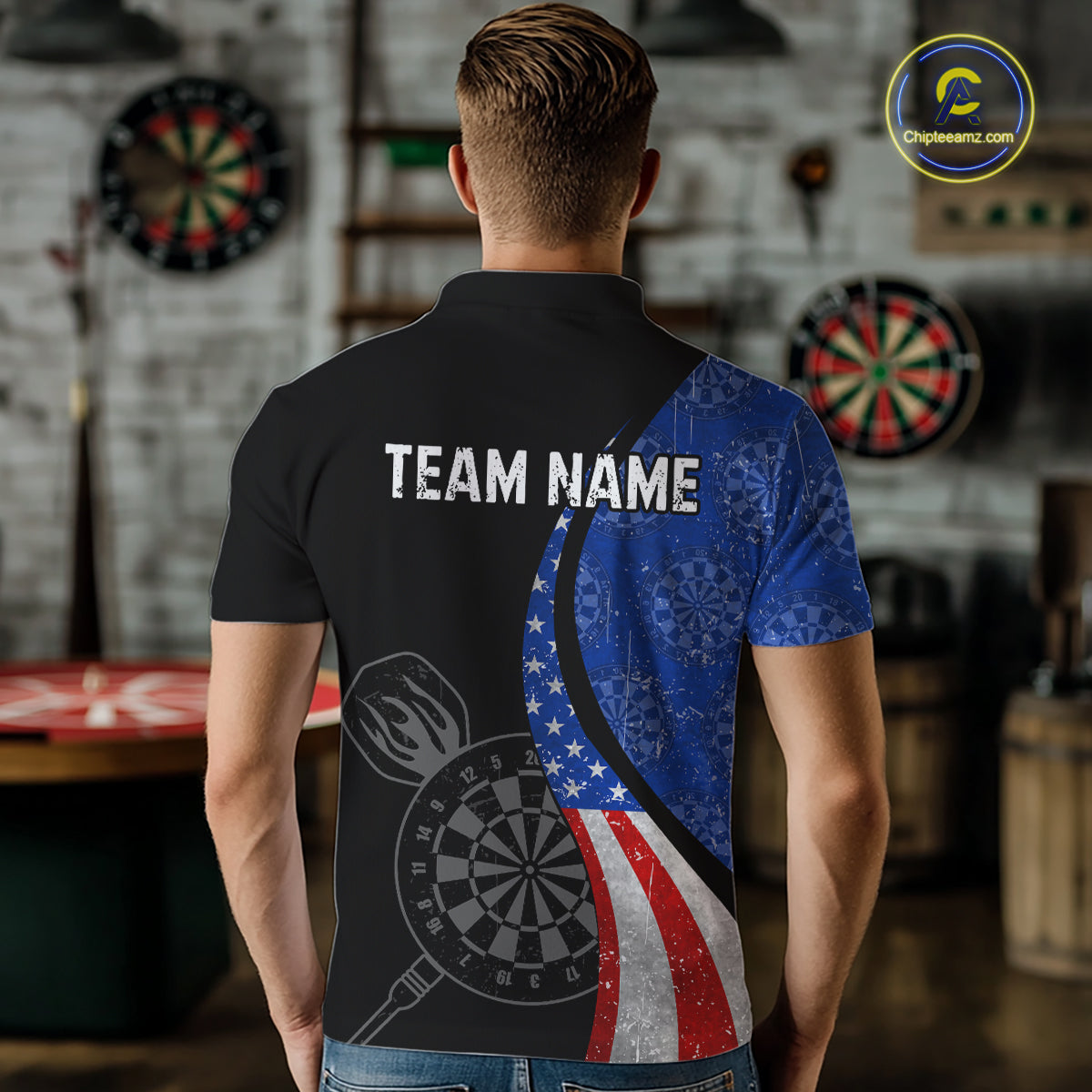 Custom US Flag Dart Shirt For Men, Patriotic Dart Jersey Dart Tournament Retro Darts Board NNT117