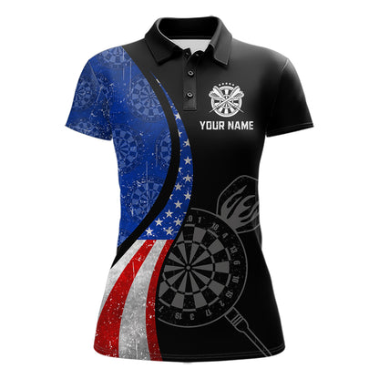 Custom US Flag Dart Shirt For Women, Patriotic Dart Jersey Dart Tournament Retro Darts Board NNT117