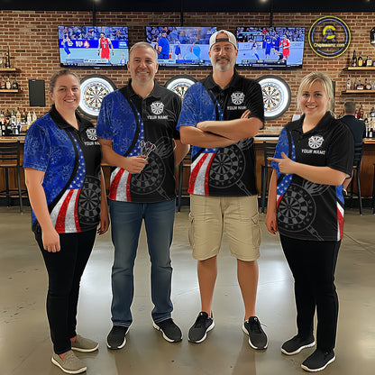 Custom US Flag Dart Shirt For Women, Patriotic Dart Jersey Dart Tournament Retro Darts Board NNT117